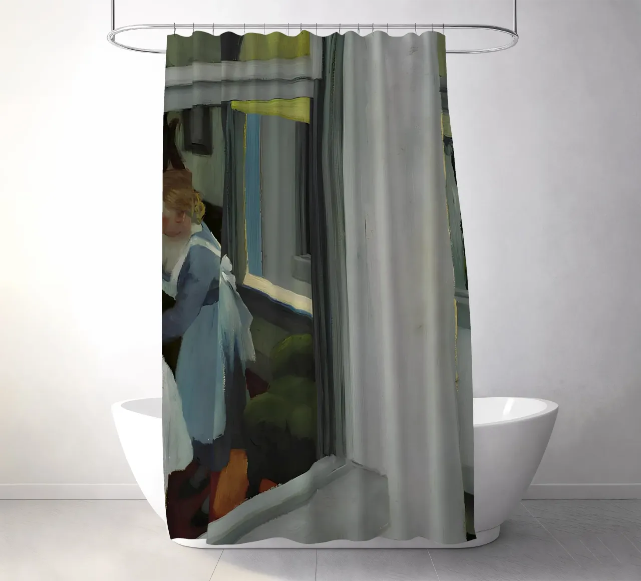 Hopper's "Apartment Houses" - NYC Realism & Urban Architectu shower curtain by NorwesClub
