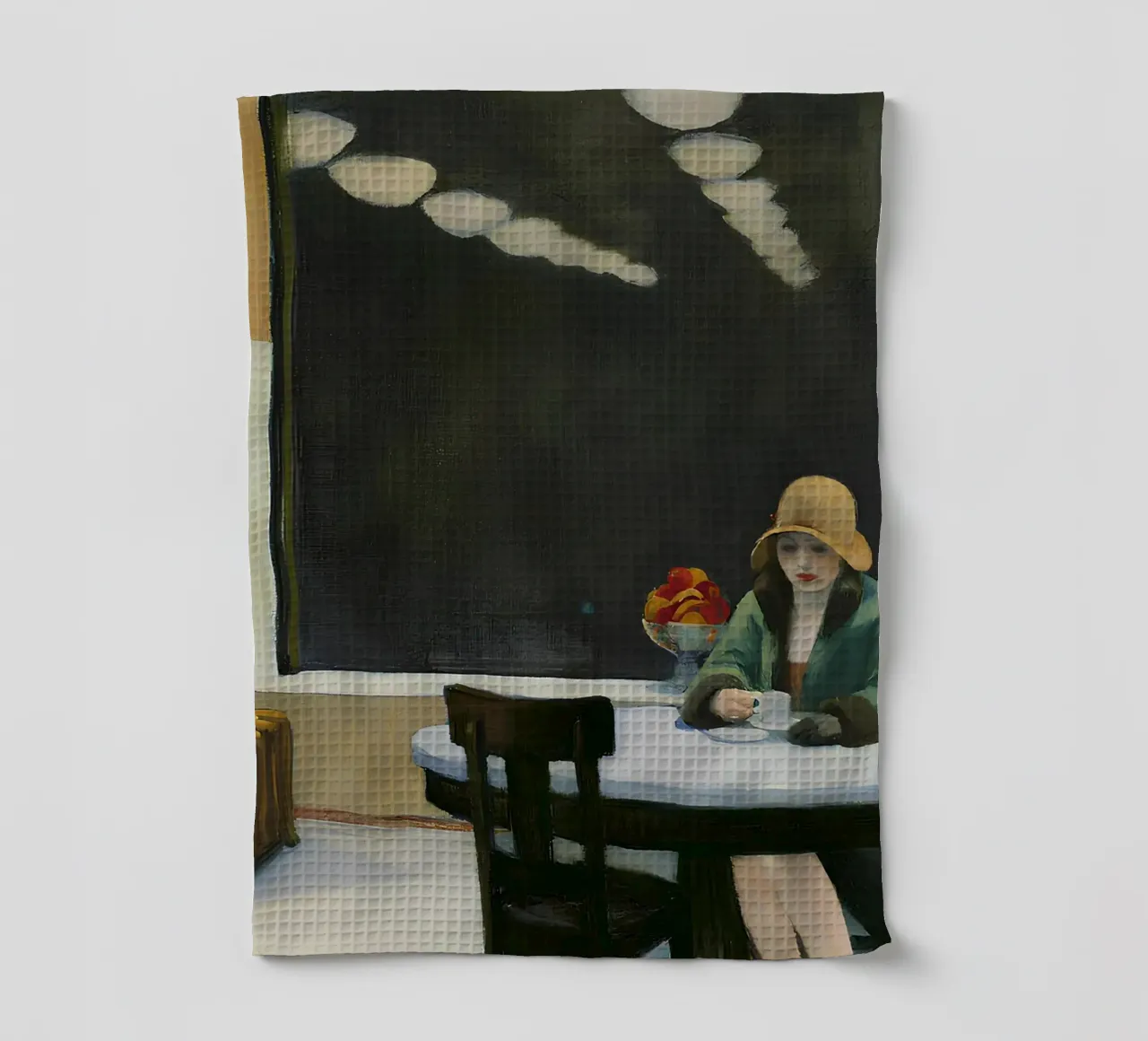 L'automate de Hopper - Réalisme américain et solitude urbaine - Impression torchon de NorwesClub