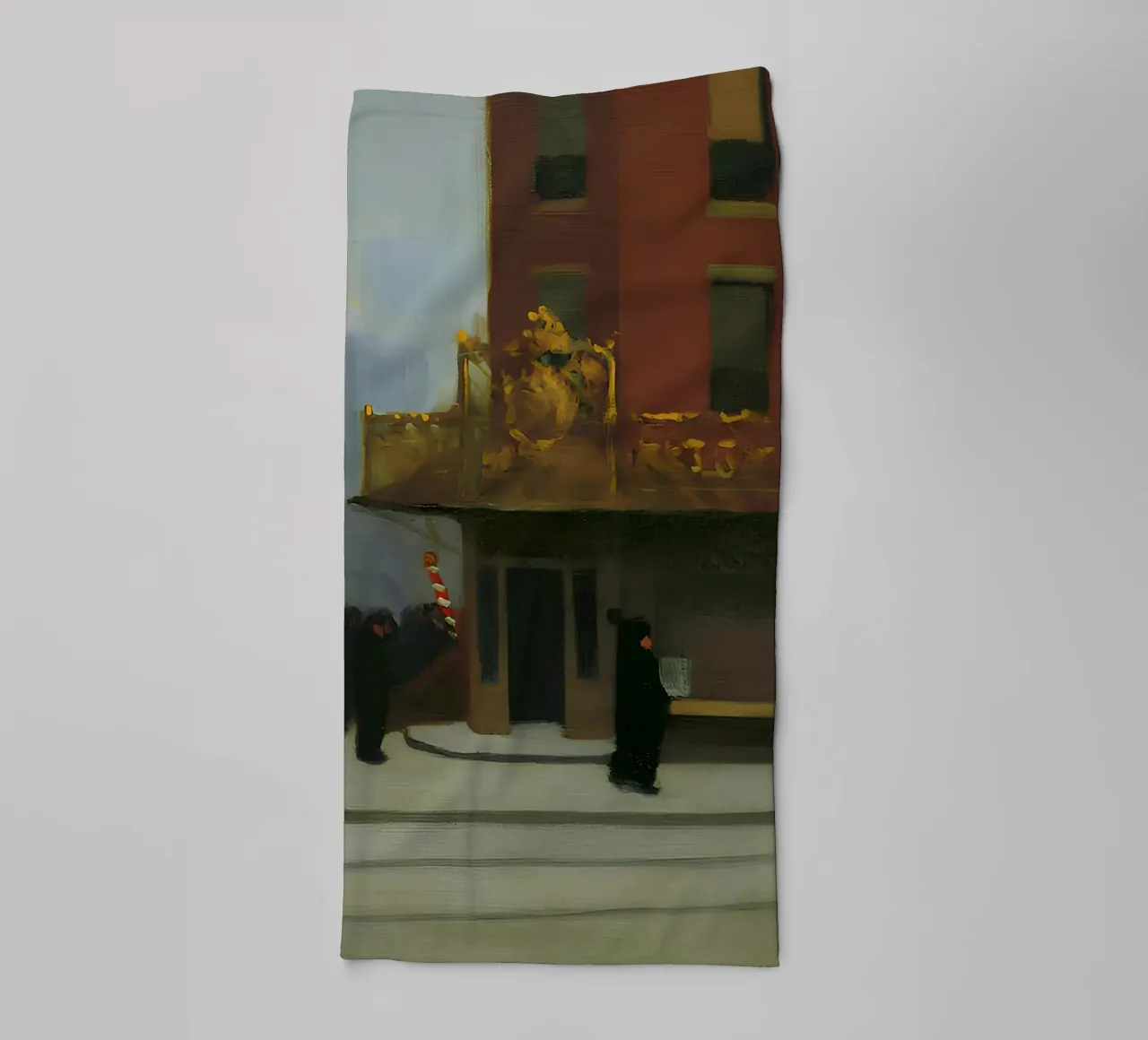 Hopper's "New York Corner" - Stedelijk realisme & architectonisch D badhanddoek van NorwesClub