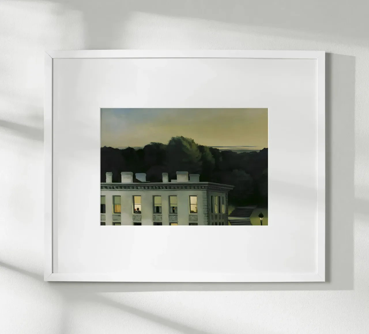 Hoppers "Haus in der Abenddämmerung" - Amerikanischer Realismus und Abendstimmung Poster mit Aluminium Rahmen von NorwesClub