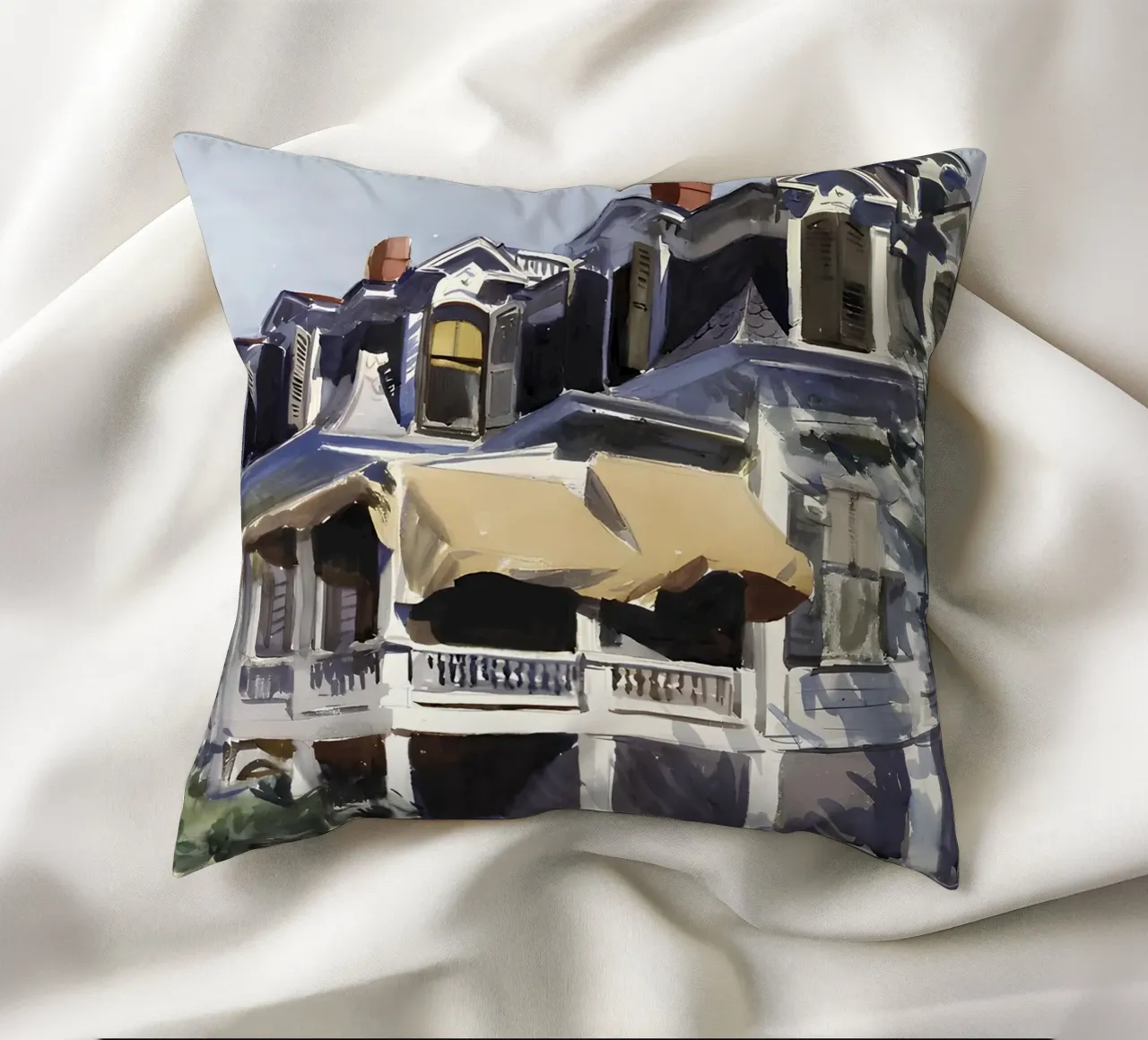 Il "Tetto a mansarda" di Hopper - Acquerello americano e architettura cuscino da NorwesClub