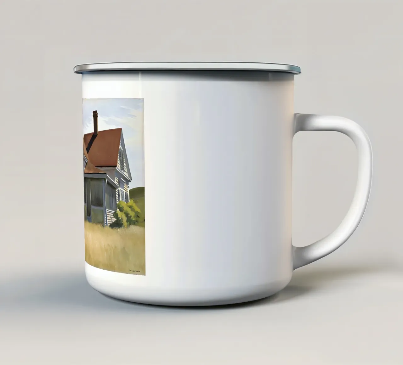 Hopper's "Marshall's House" - Amerikaans realisme & kustboog emaille mok van NorwesClub