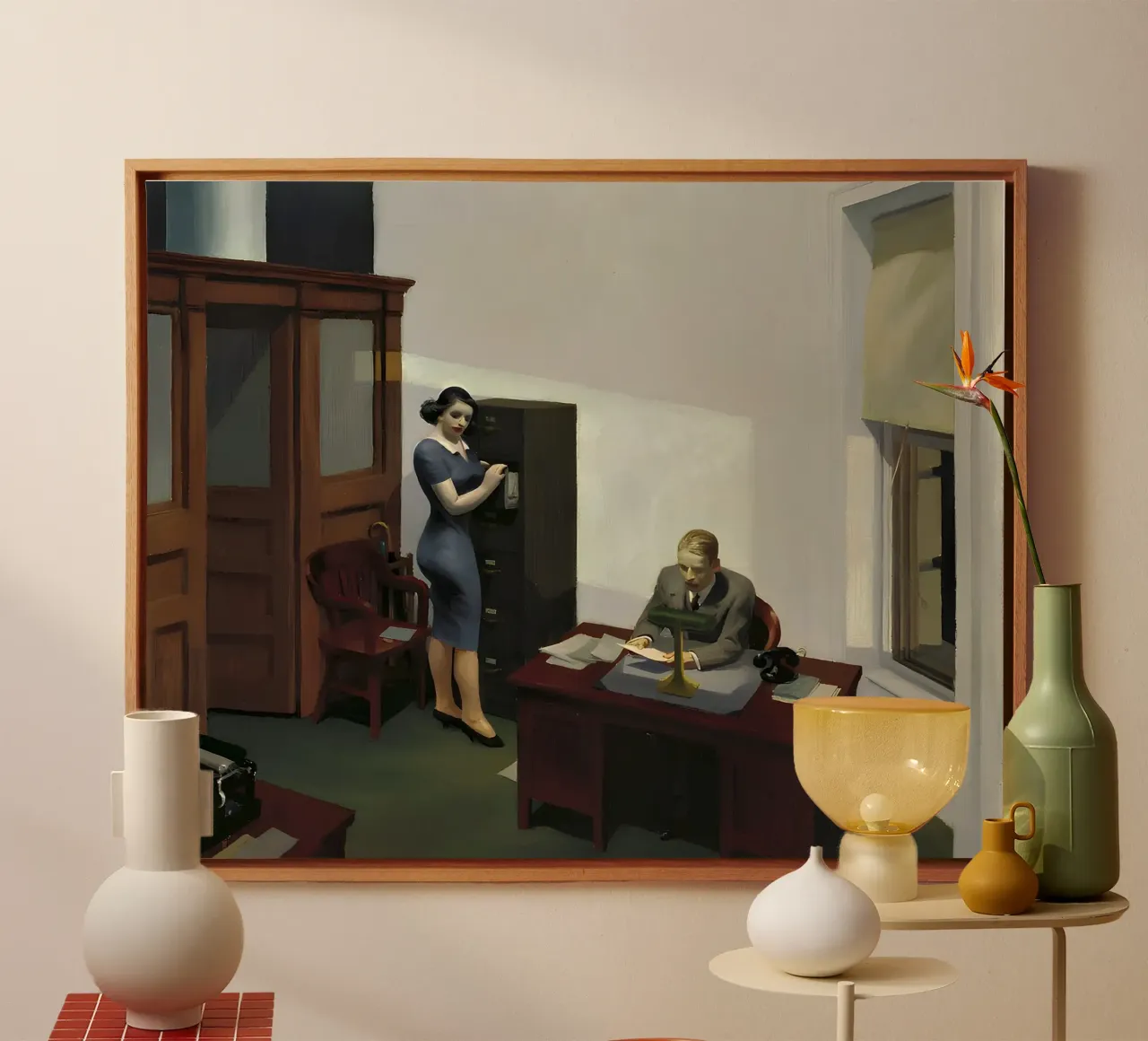 L'"Ufficio di notte" di Hopper - Realismo americano e isolamento urbano tela con Cornice a cassetta da NorwesClub