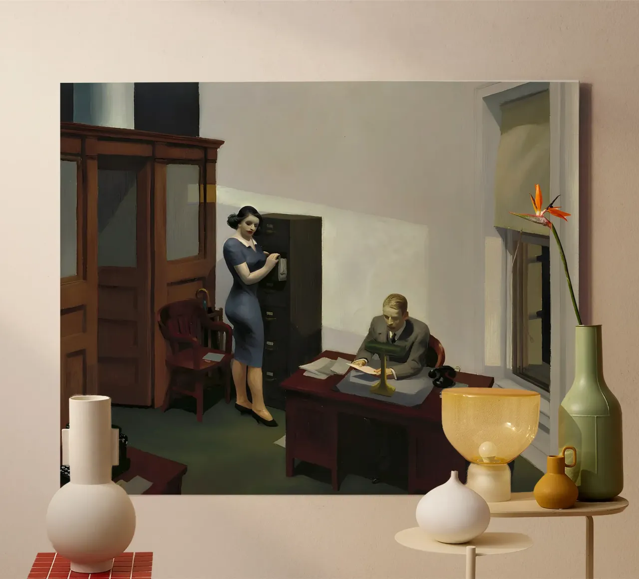 L'"Ufficio di notte" di Hopper - Realismo americano e isolamento urbano tela con Cornice a cassetta da NorwesClub