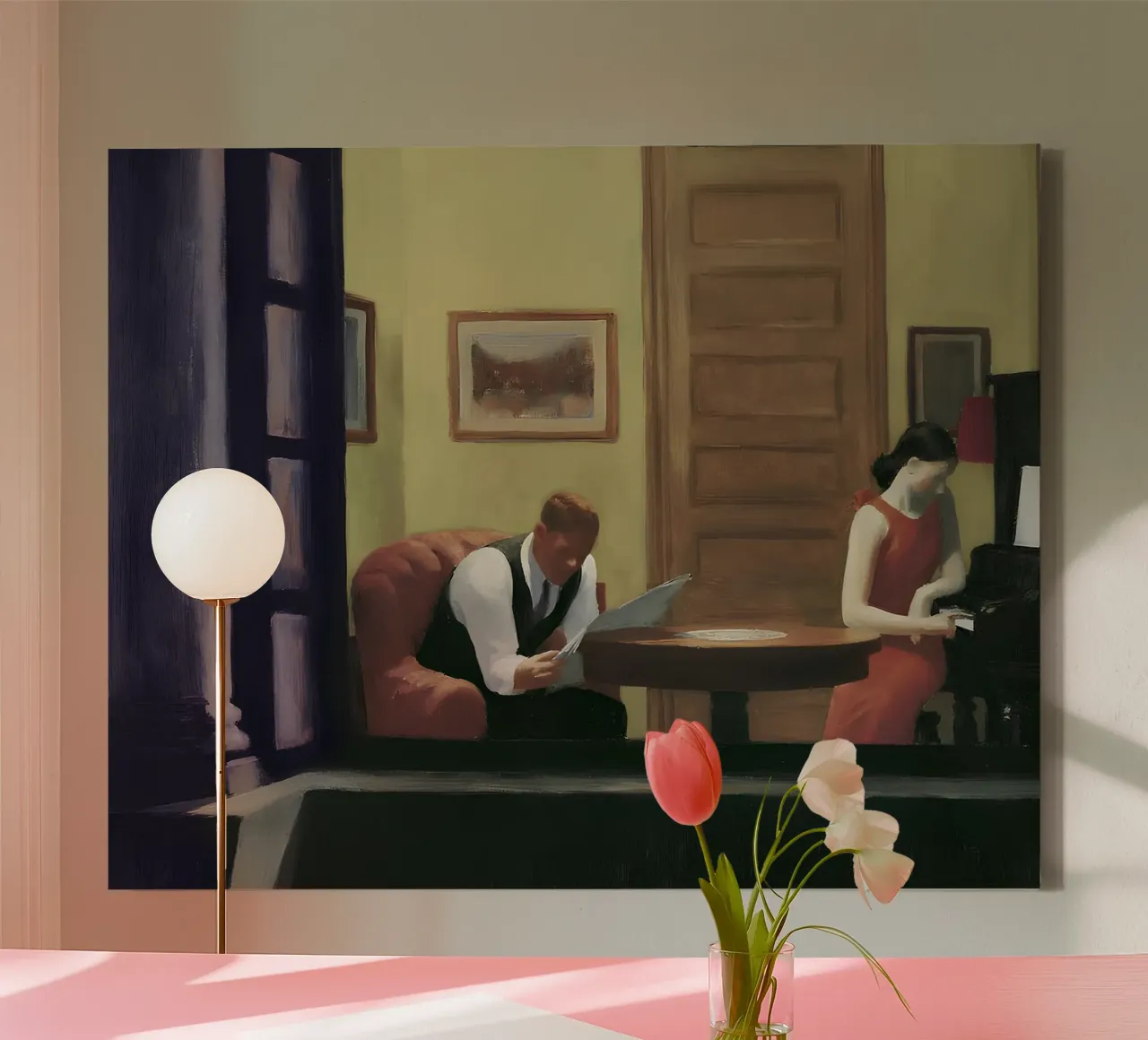 Hopper's "Kamer in New York" - Amerikaans realisme en stedelijke intimiteit canvas met Baklijst van NorwesClub