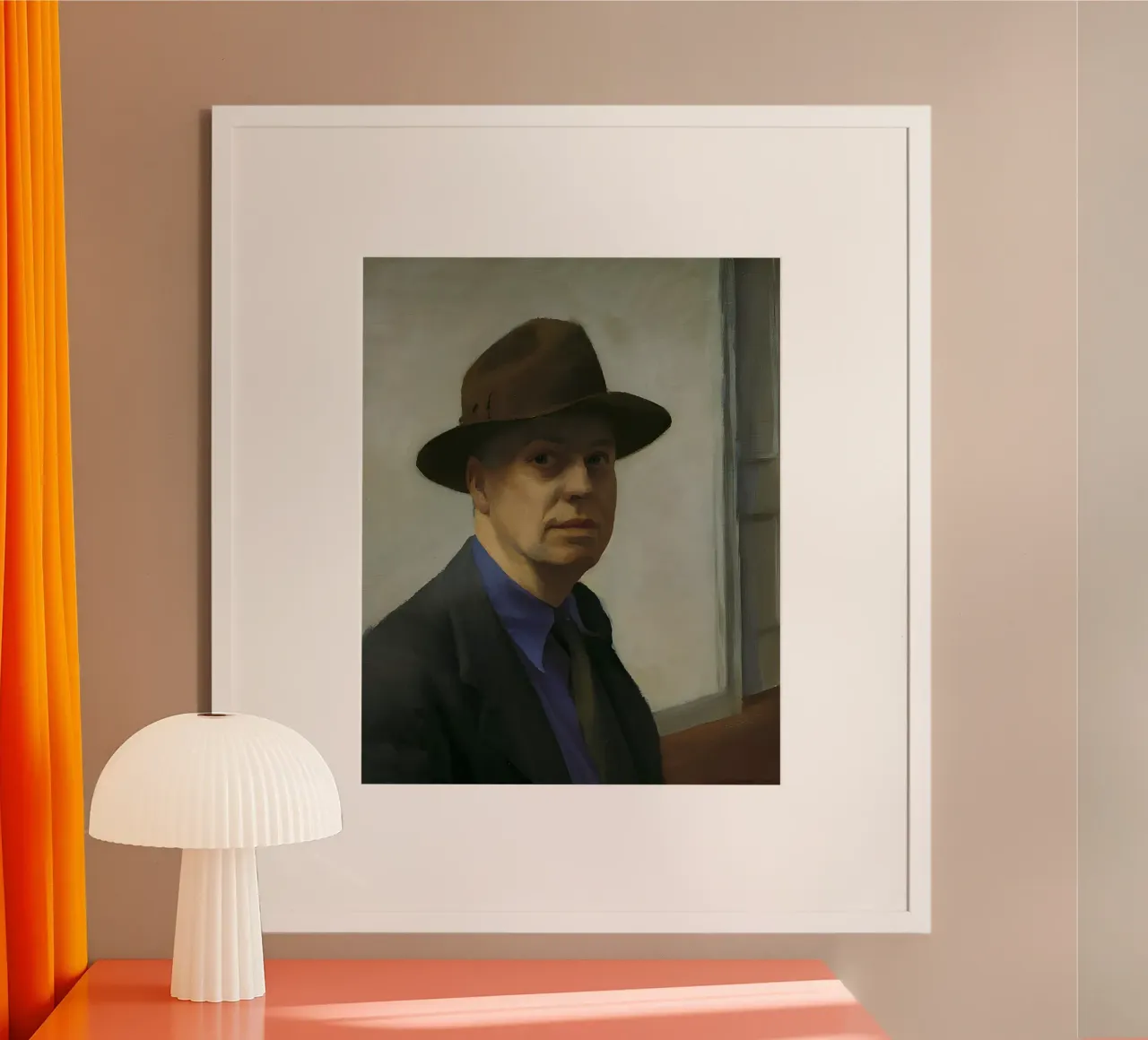 Edward Hopper Self-Portrait - American Realism & Artist's Ga poster with plastic frame by NorwesClub