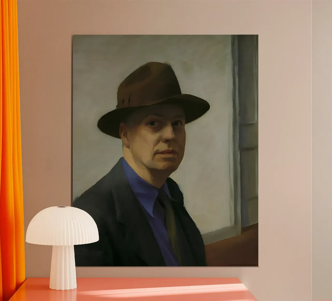 Edward Hopper Self-Portrait - American Realism & Artist's Ga poster with plastic frame by NorwesClub