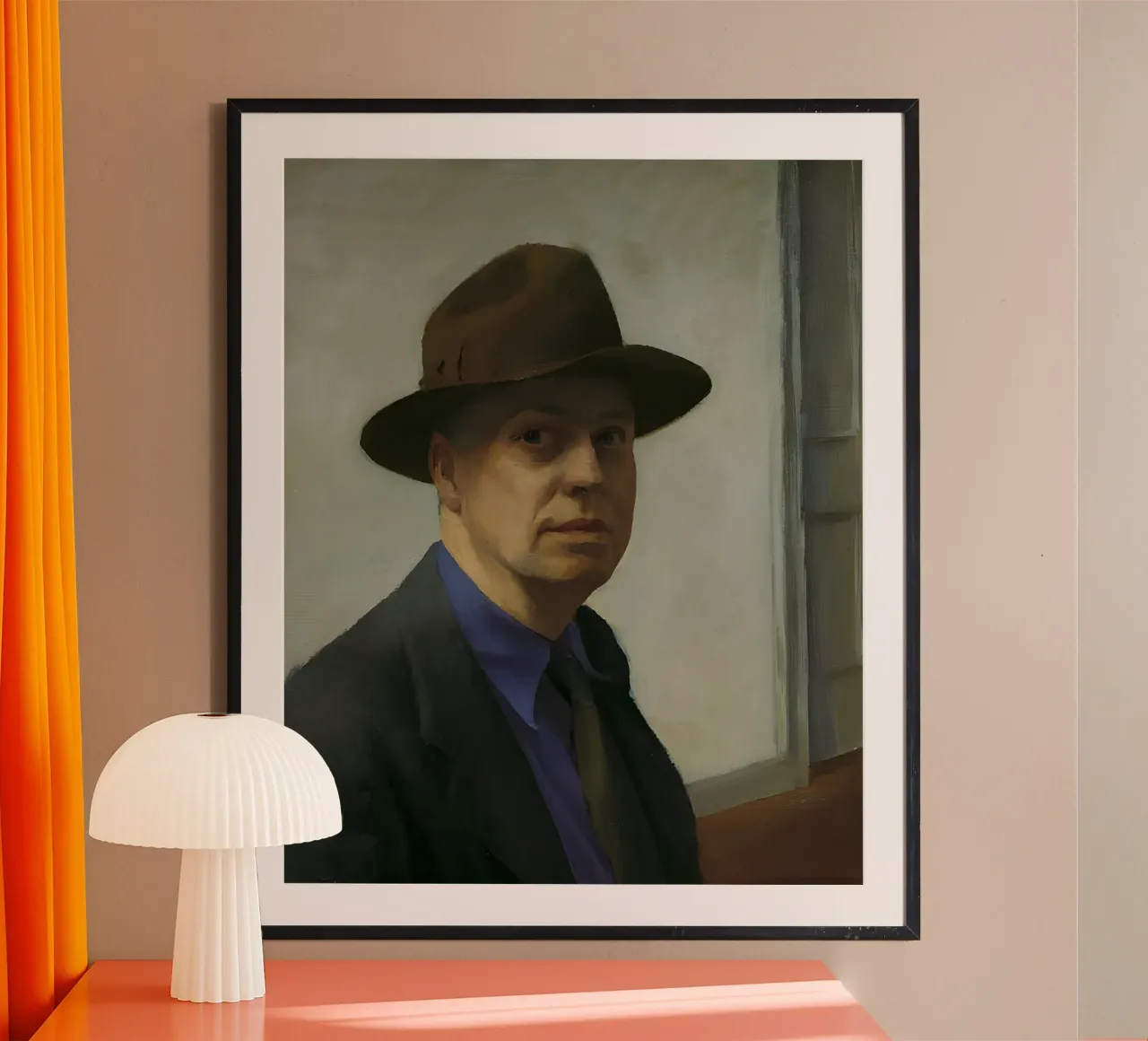 Edward Hopper Self-Portrait - American Realism & Artist's Ga poster with plastic frame by NorwesClub