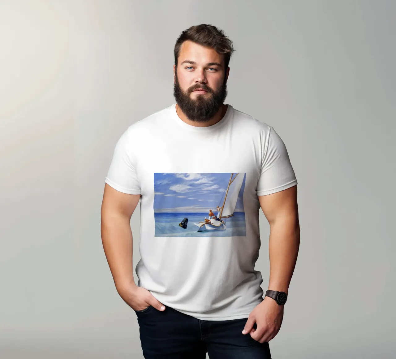 Hopper's "Ground Swell" - Amerikaans realisme en maritieme advent t-shirt van NorwesClub