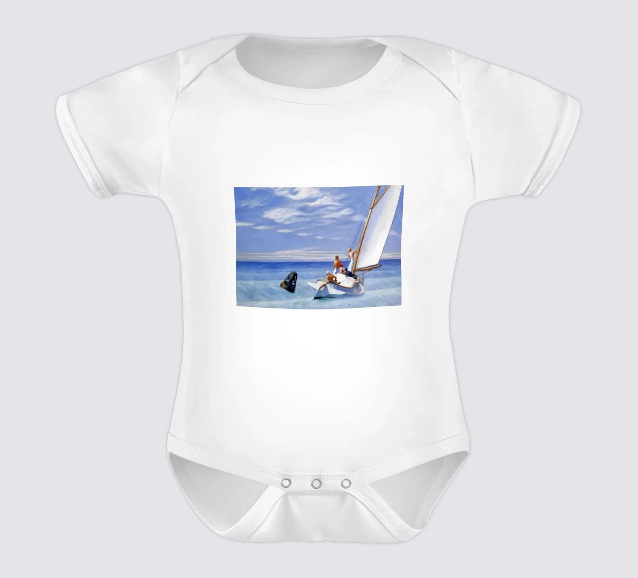 Hopper's "Ground Swell" - American Realism & Maritime Advent short-sleeve baby romper by NorwesClub
