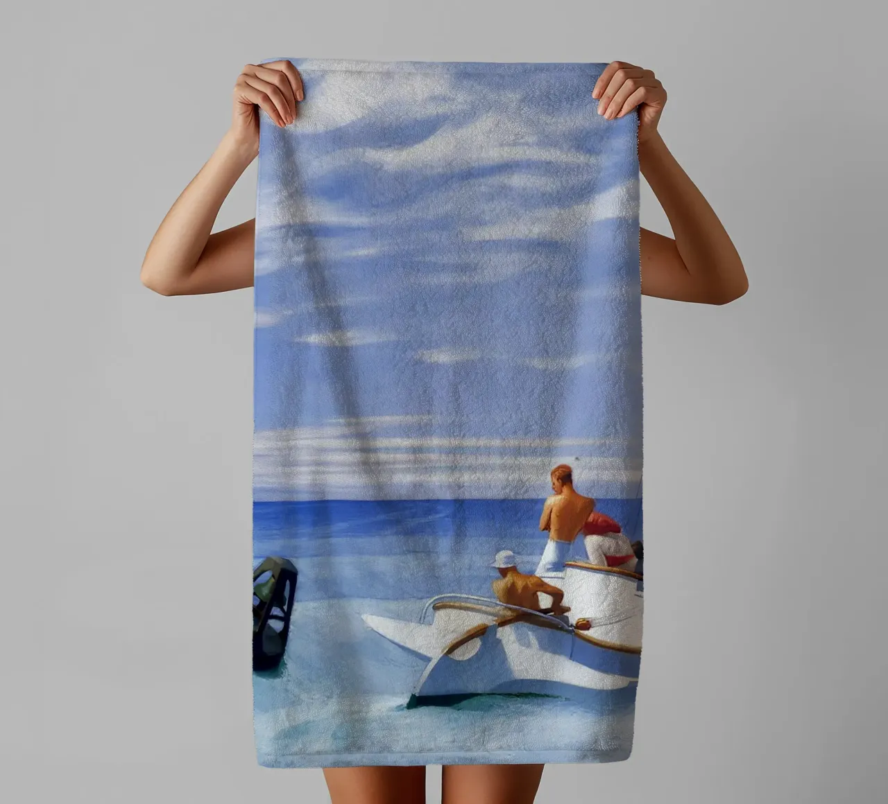 "Ground Swell" di Hopper - Realismo americano e avvento marittimo asciugamano da bagno da NorwesClub