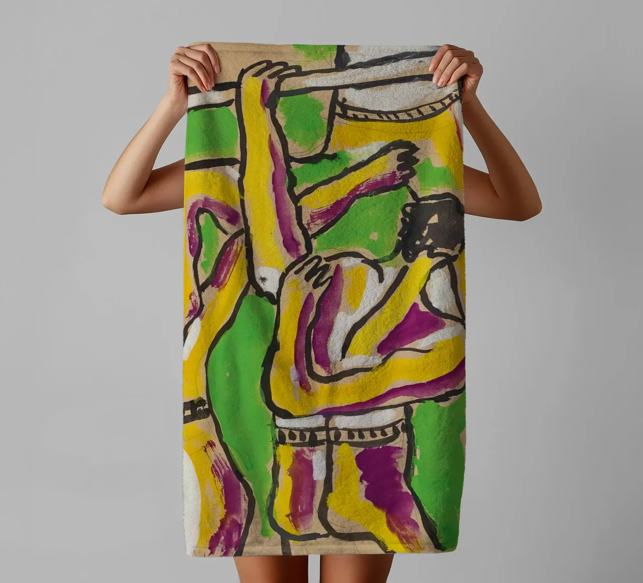 Léger's "Acrobats" - Cubist Circus & Vibrant Modernist Figur towel by NorwesClub