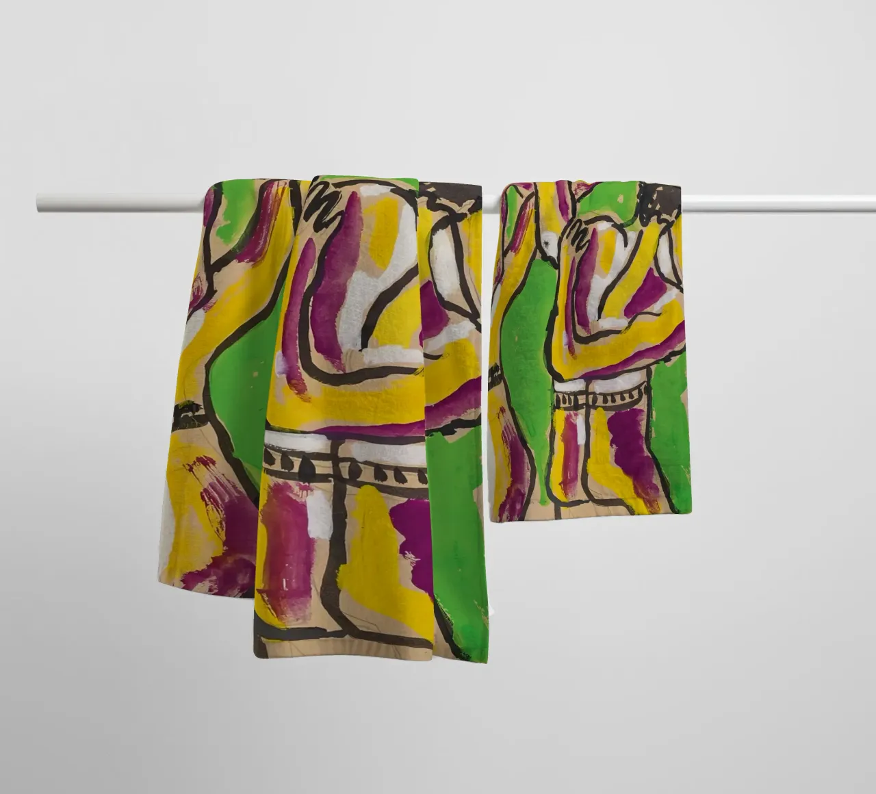 Léger's "Acrobats" - Cubist Circus & Vibrant Modernist Figur towel by NorwesClub
