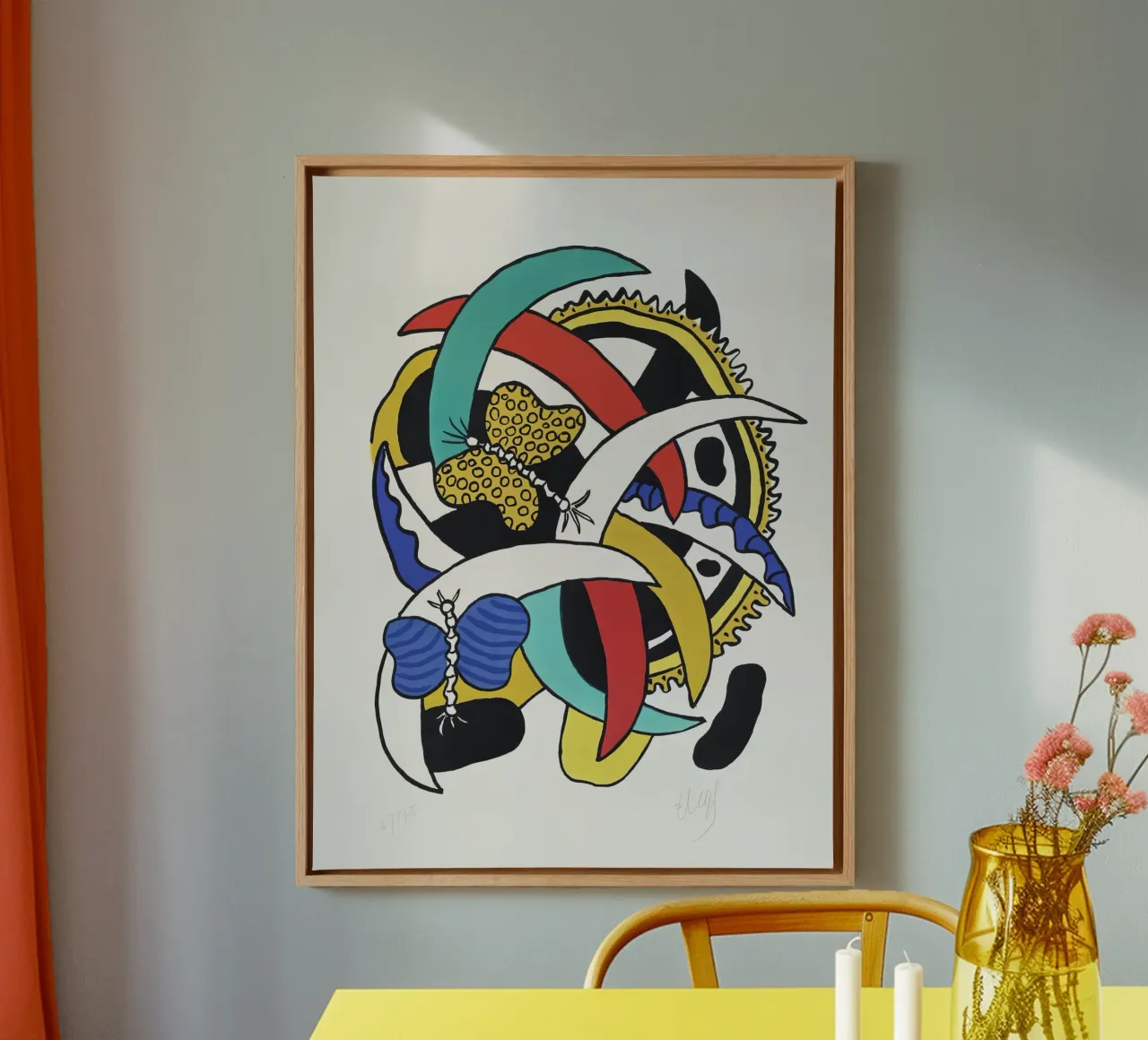 Léger's "Butterflies" - Vibrant Cubist Nature & Modernist Fl canvas with Floater frame by NorwesClub