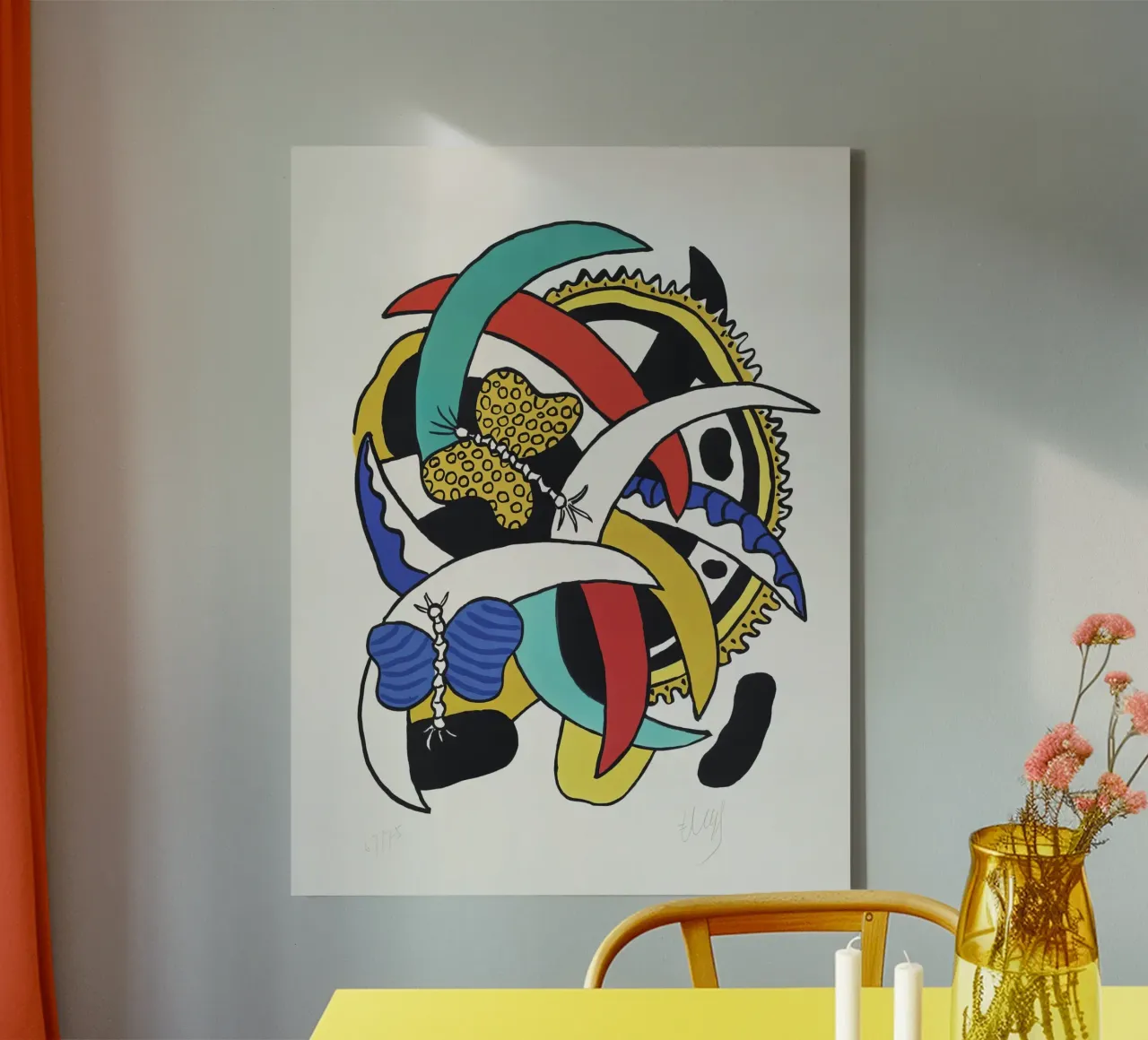 Léger's "Butterflies" - Vibrant Cubist Nature & Modernist Fl canvas with Floater frame by NorwesClub