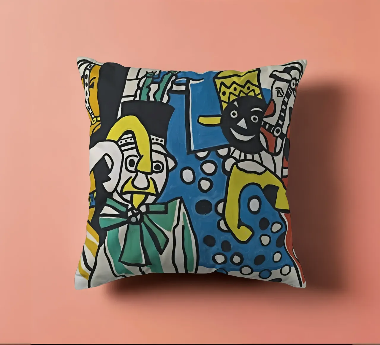 Léger's "Clowns & Horses" - Cubist Circus & Vibrant Modernis decorative cushion by NorwesClub