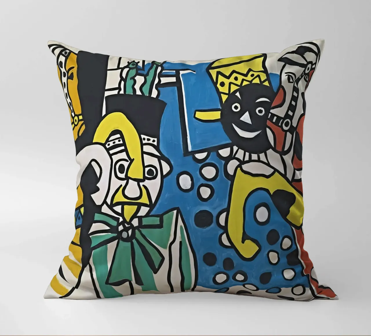 Léger's "Clowns & Horses" - Cubist Circus & Vibrant Modernis decorative cushion by NorwesClub