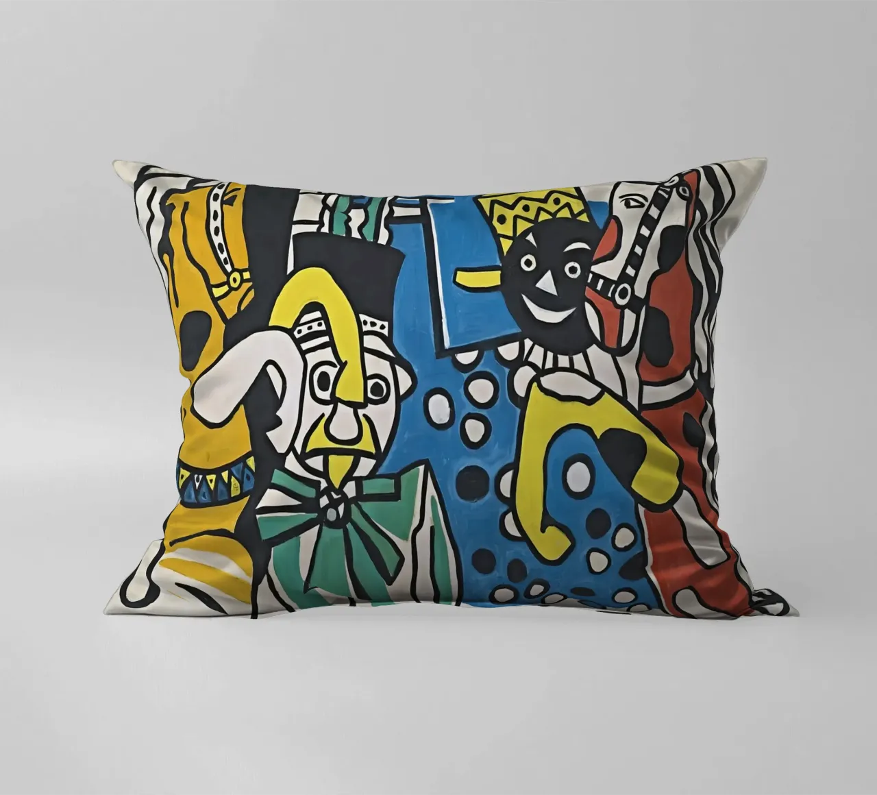 Léger's "Clowns & Horses" - Cubist Circus & Vibrant Modernis decorative cushion by NorwesClub