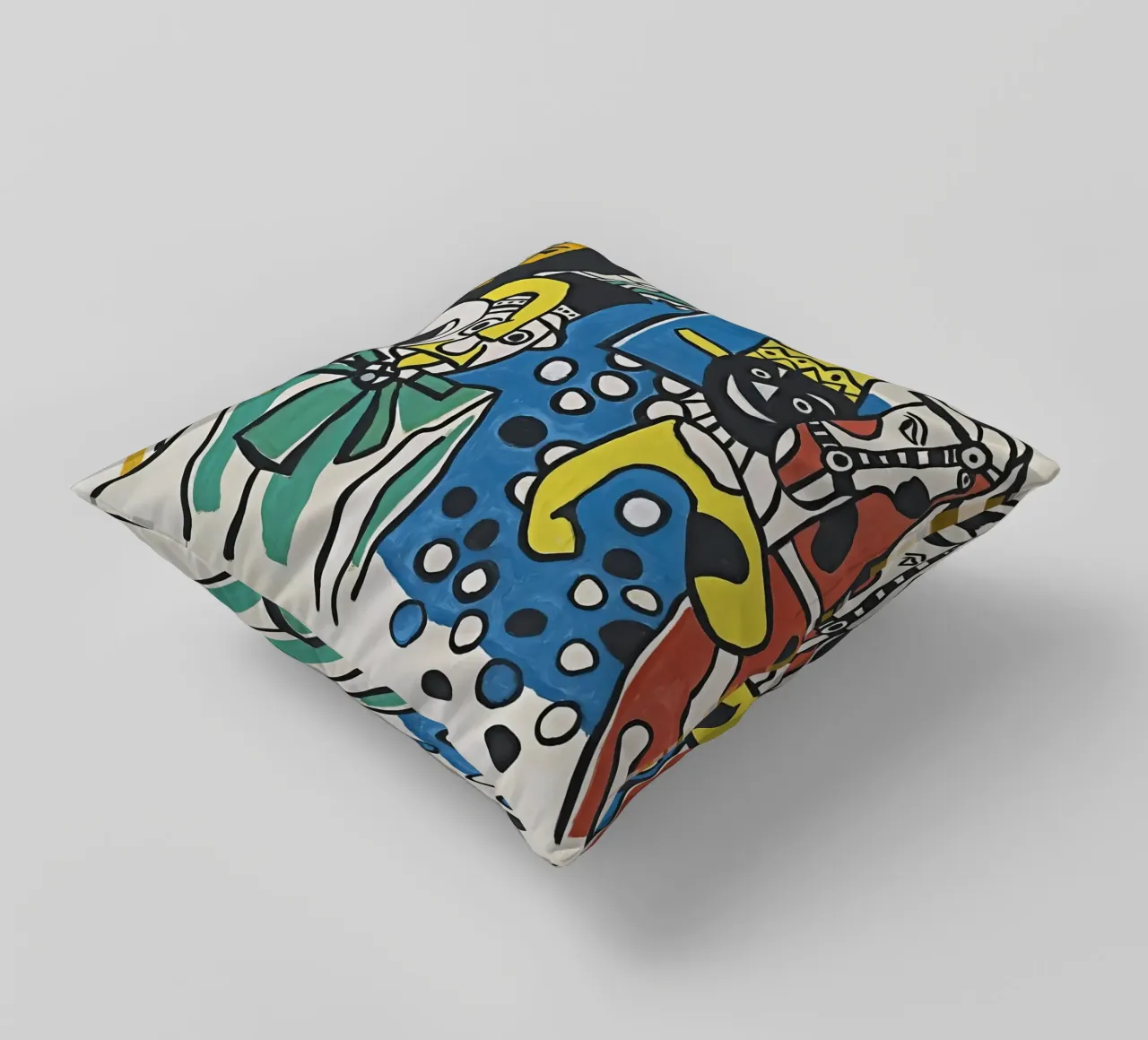 Léger's "Clowns & Horses" - Cubist Circus & Vibrant Modernis decorative cushion by NorwesClub