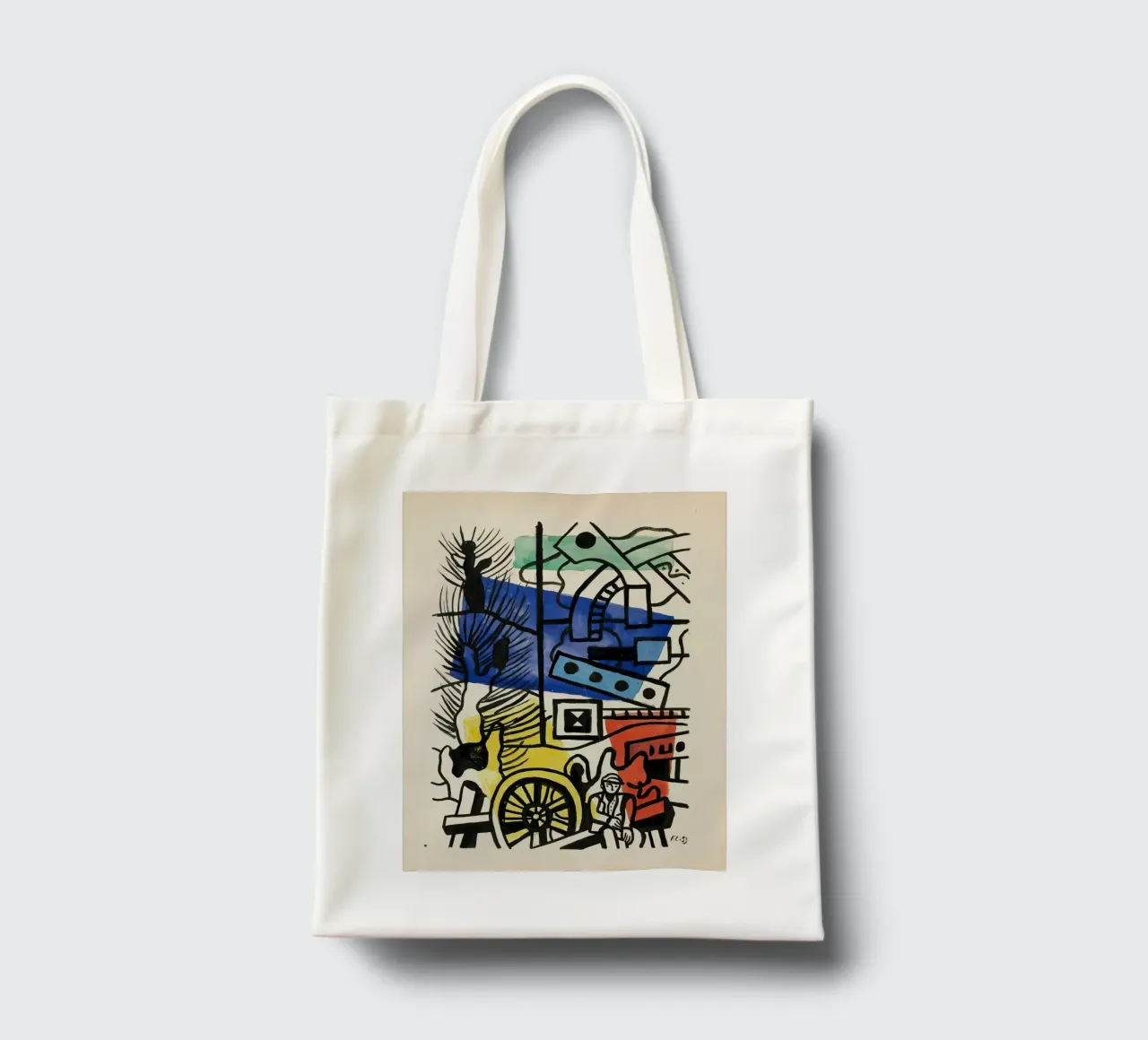 La "Composizione" di Léger - Murale cubista dinamico e città moderna borsa in juta da NorwesClub