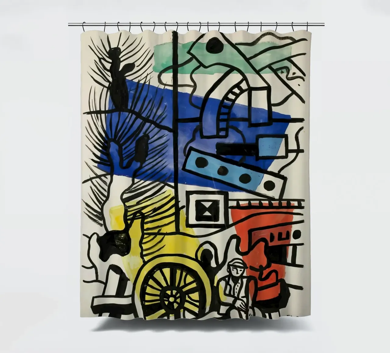 La "Composizione" di Léger - Murale cubista dinamico e città moderna tenda da doccia da NorwesClub