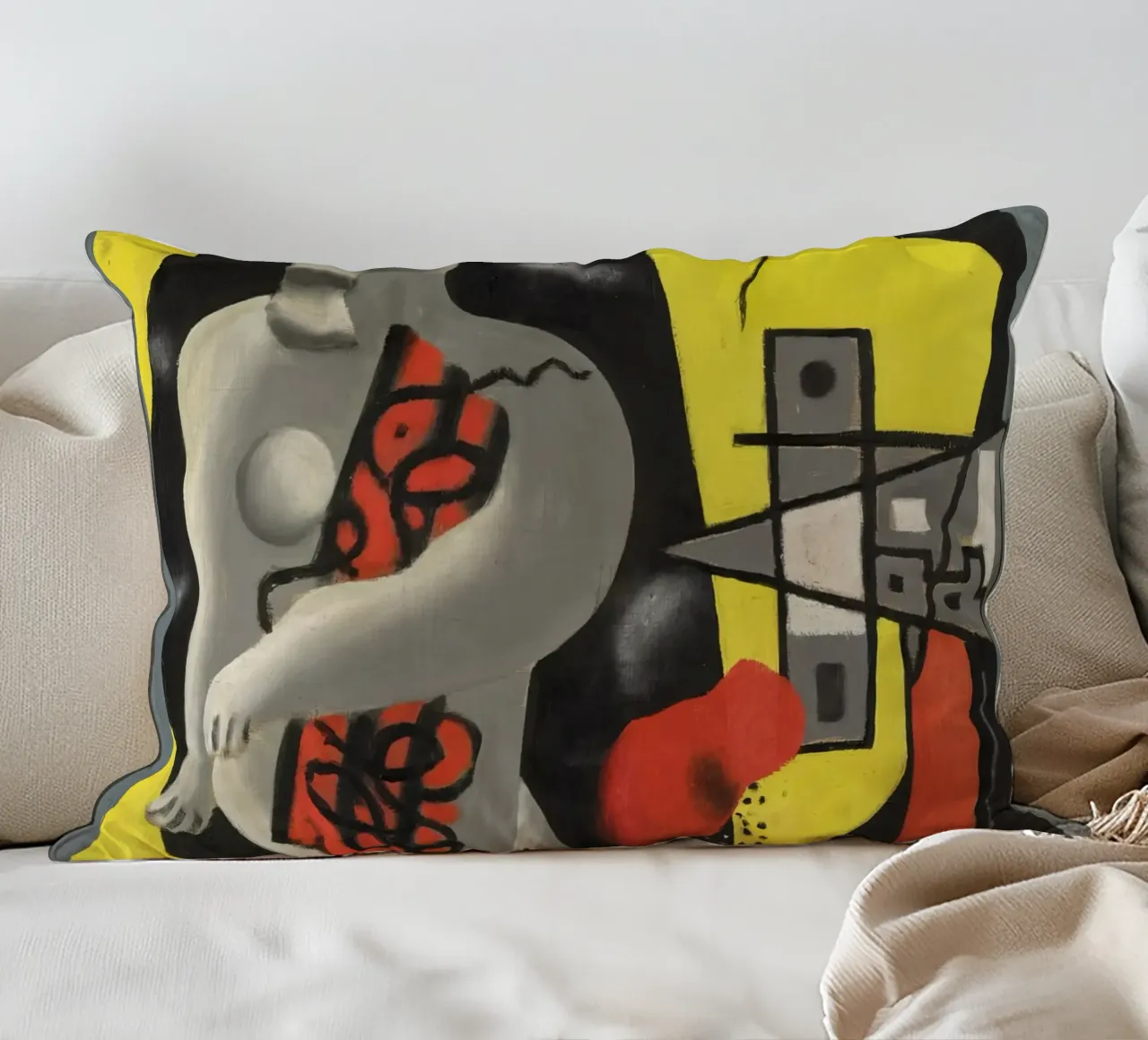 La danseuse au triangle jaune de Léger - Fig. cubiste et moderniste coussin de NorwesClub