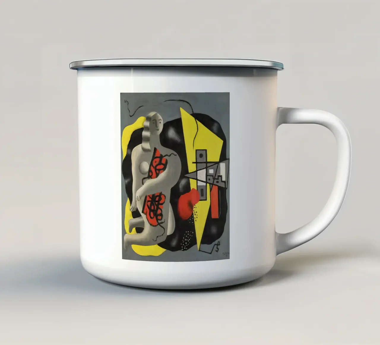 La danseuse au triangle jaune de Léger - Fig. cubiste et moderniste mug en émail de NorwesClub