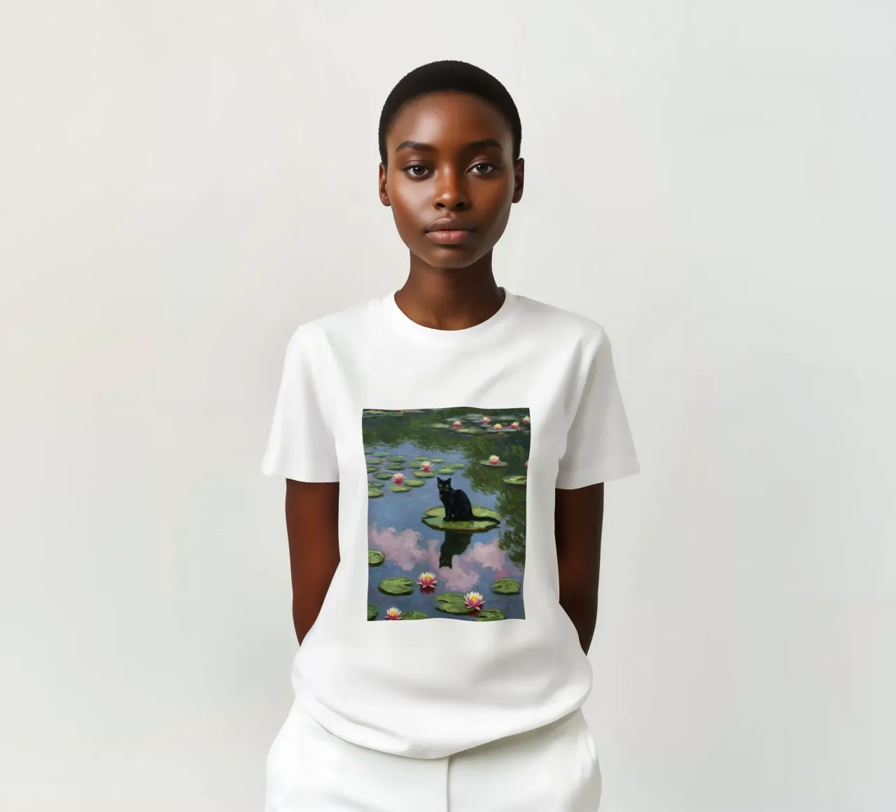 Ninfee Gatto nero t-shirt da Art Center