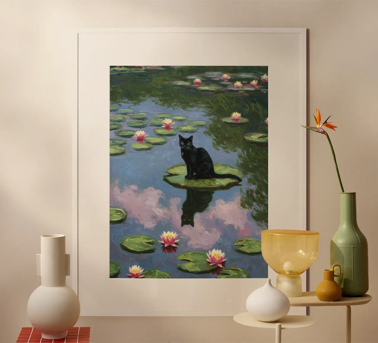 Ninfee Gatto nero poster da Art Center