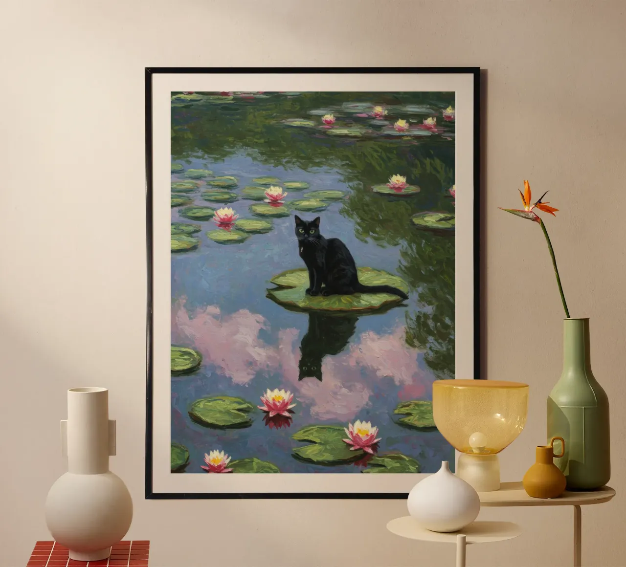 Ninfee Gatto nero poster da Art Center