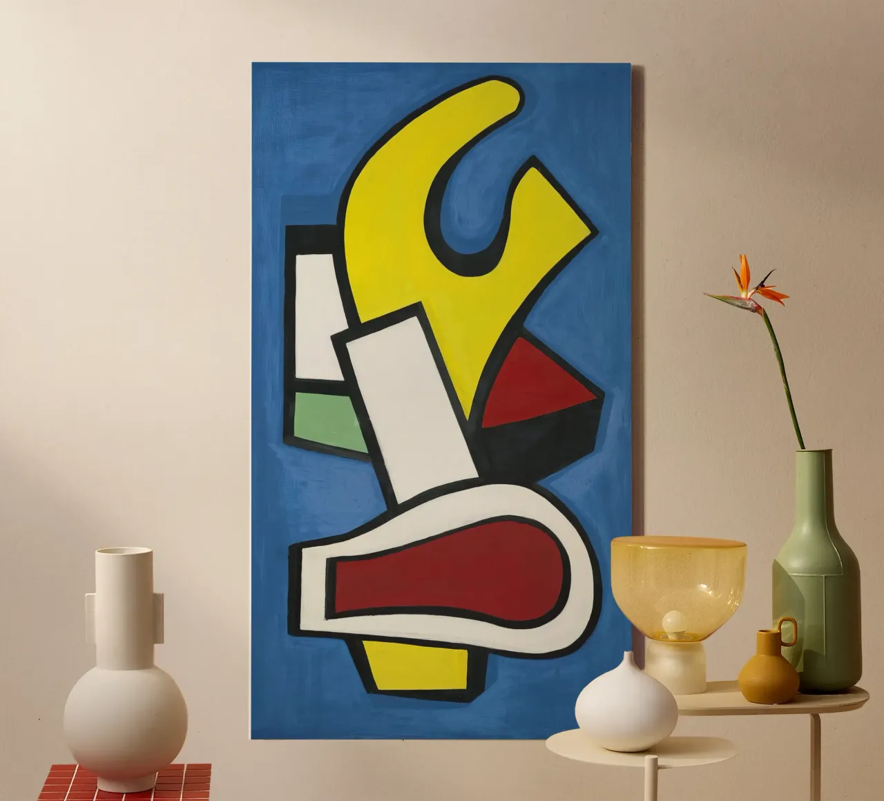 Légers "Architecturale compositie" - kubistisch abstract & blauw canvas van NorwesClub