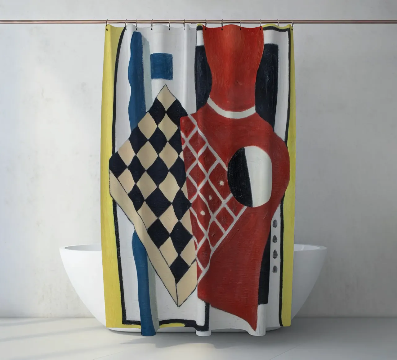 Légers "Dambordcompositie" - kubistisch abstract & moder douchegordijn van NorwesClub