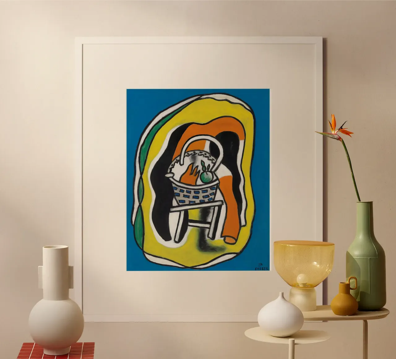 La "Composizione del cesto" di Léger - Natura morta cubista e vibranti colori. poster da NorwesClub