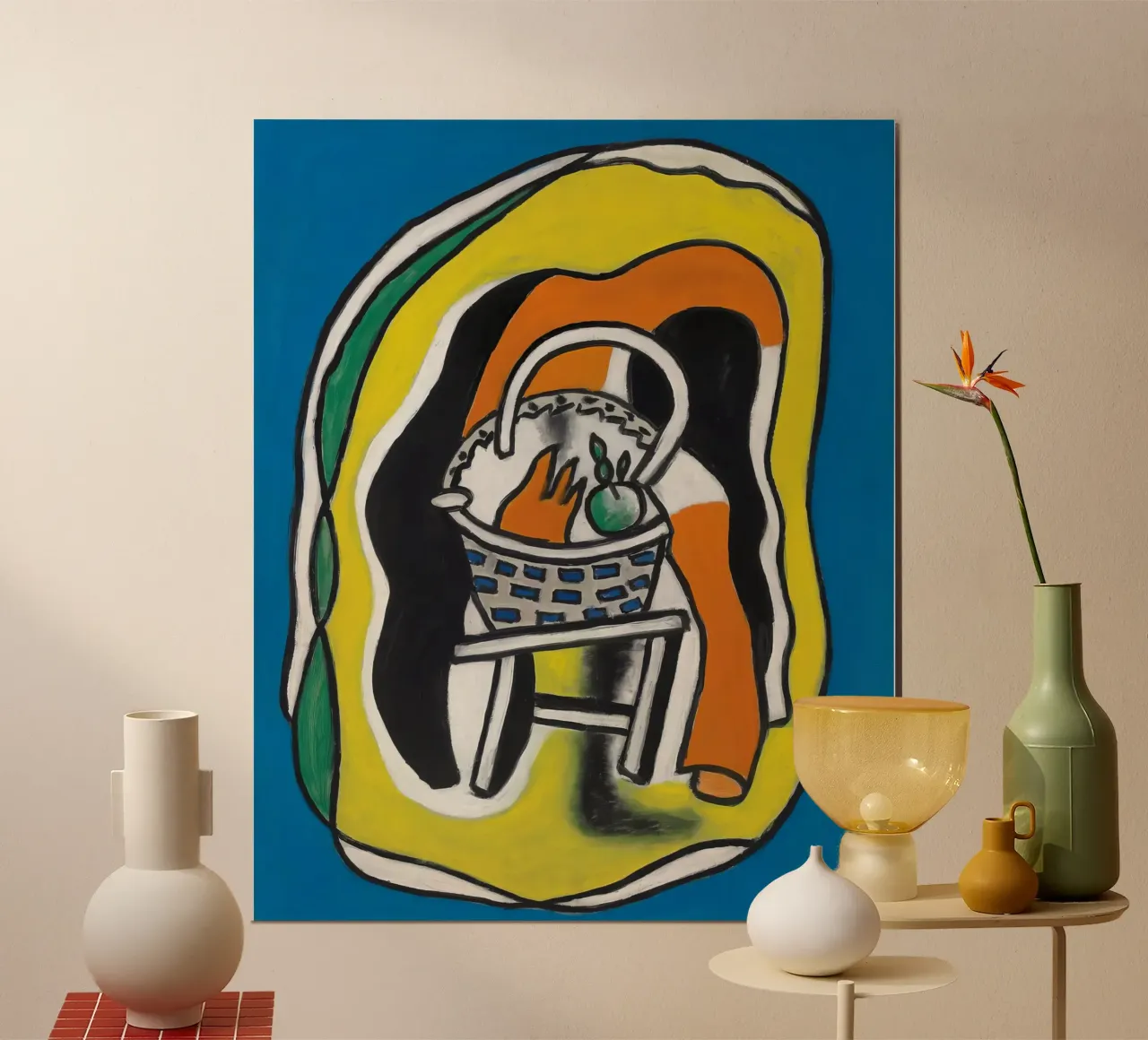 La "Composizione del cesto" di Léger - Natura morta cubista e vibranti colori. poster da NorwesClub