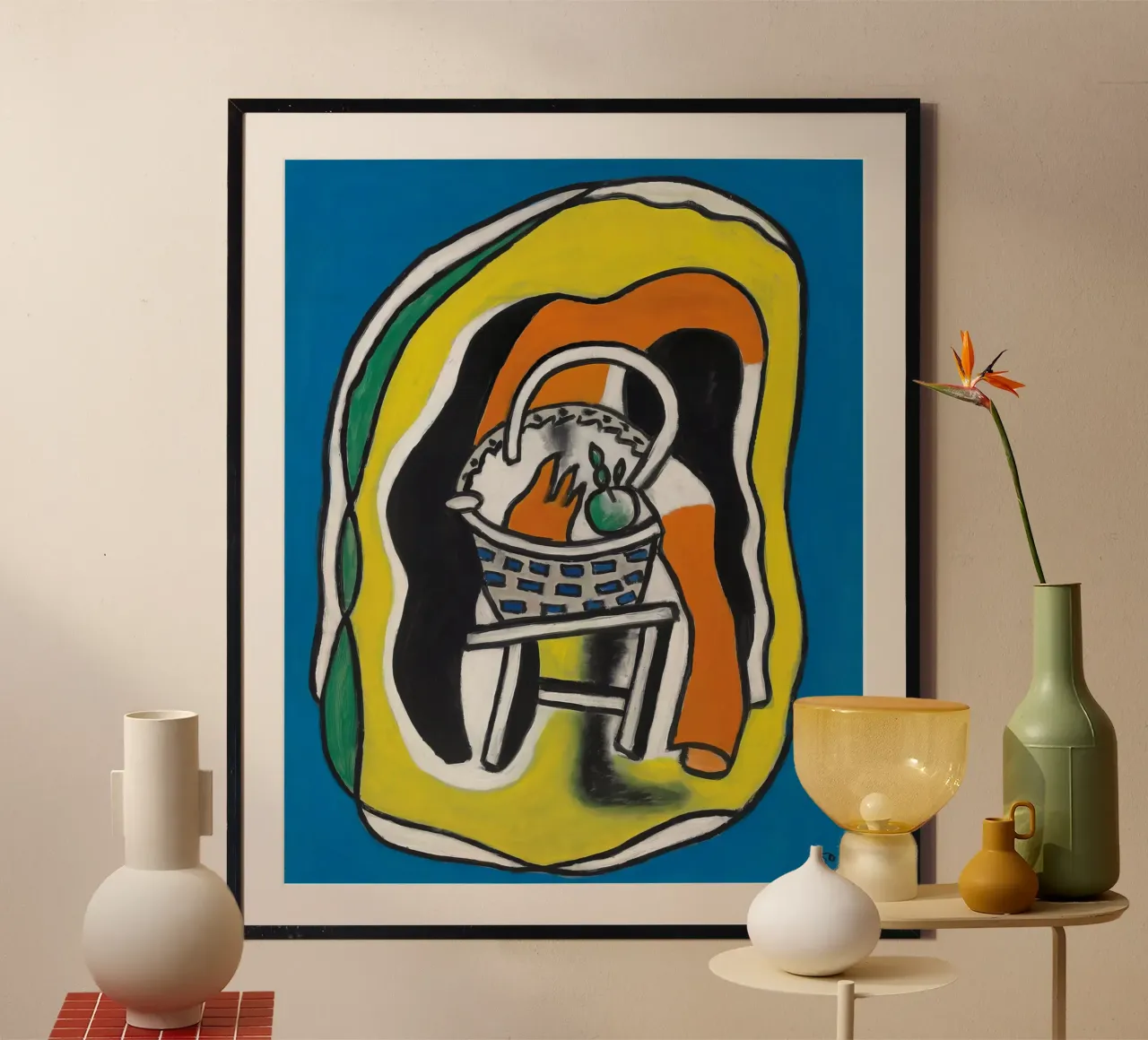 La "Composizione del cesto" di Léger - Natura morta cubista e vibranti colori. poster da NorwesClub