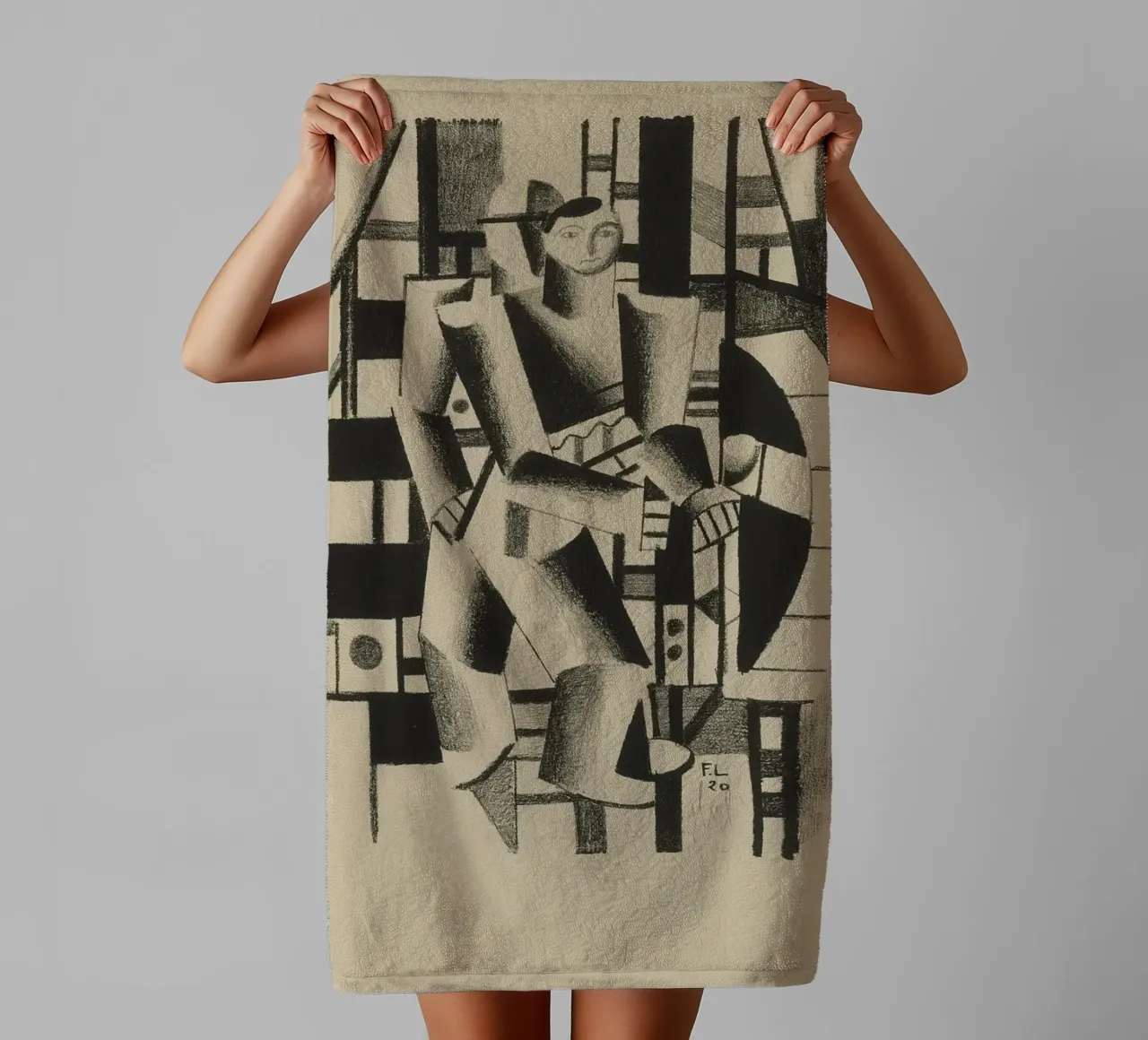 La "Composizione di due figure" di Léger - Figurazione cubista e modernista asciugamano da bagno da NorwesClub