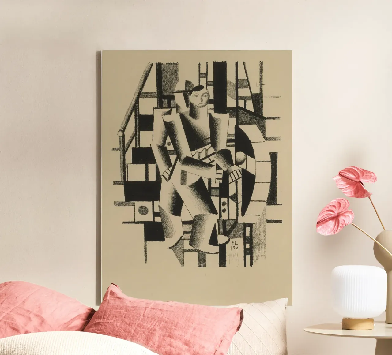 Léger's "Two Figures Composition" - Cubist & Modernist Figur canvas with Floater frame by NorwesClub