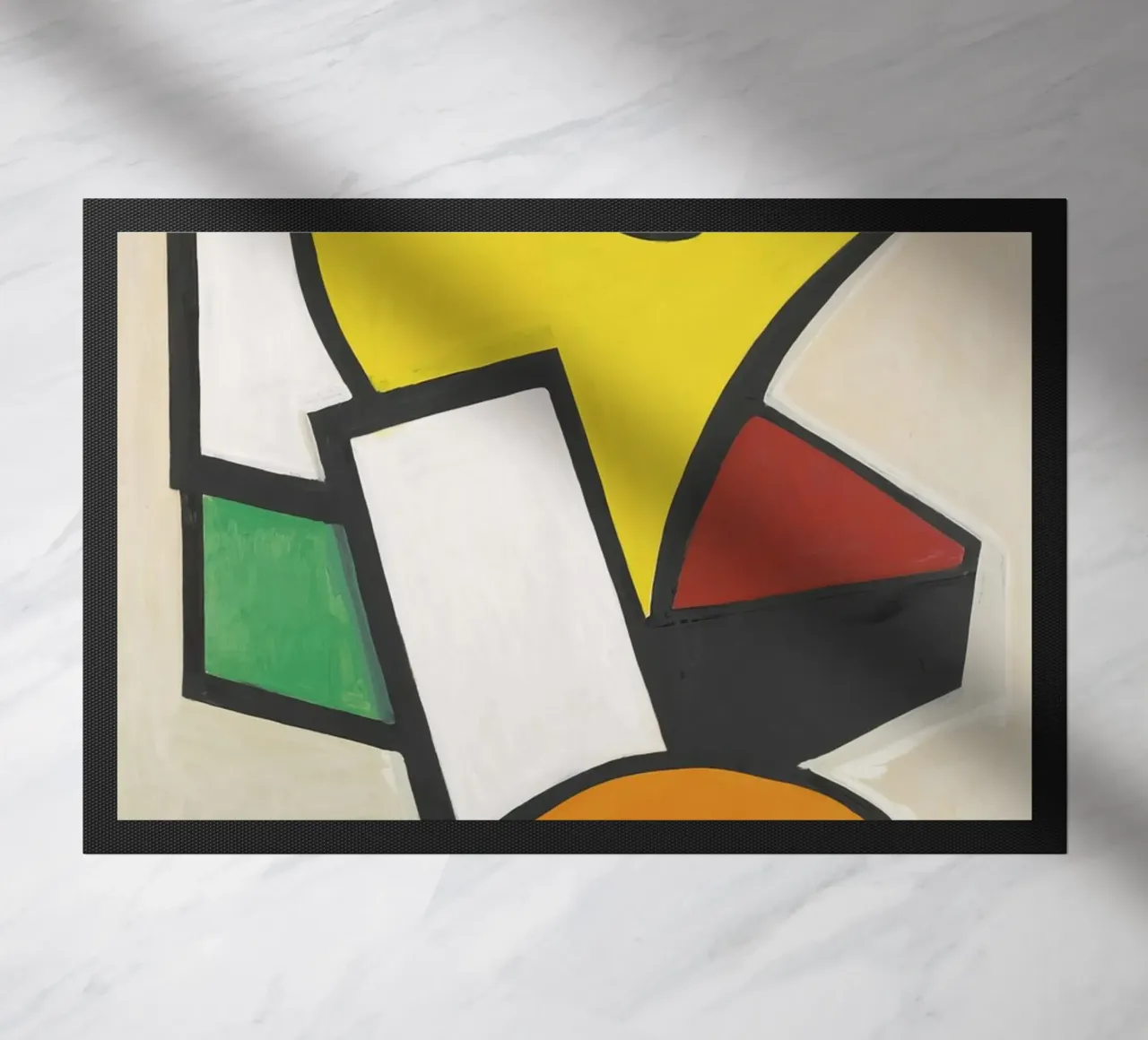 Murale sur fond jaune" de Léger - Abstraction cubiste audacieuse et modernité De paillasson de NorwesClub