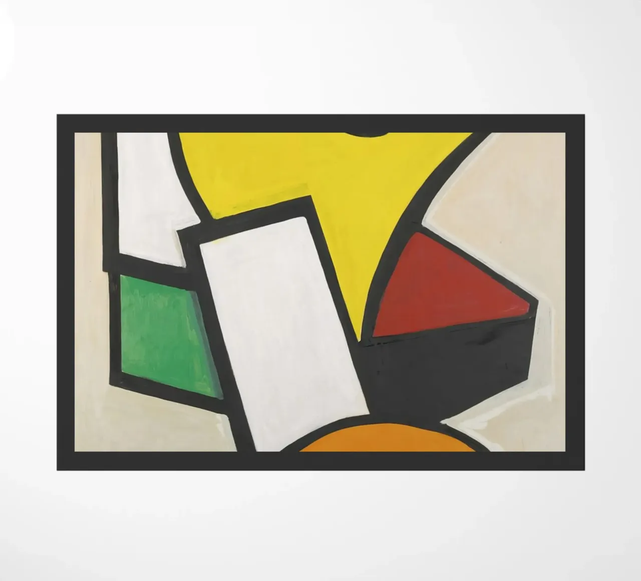 Murale sur fond jaune" de Léger - Abstraction cubiste audacieuse et modernité De paillasson de NorwesClub