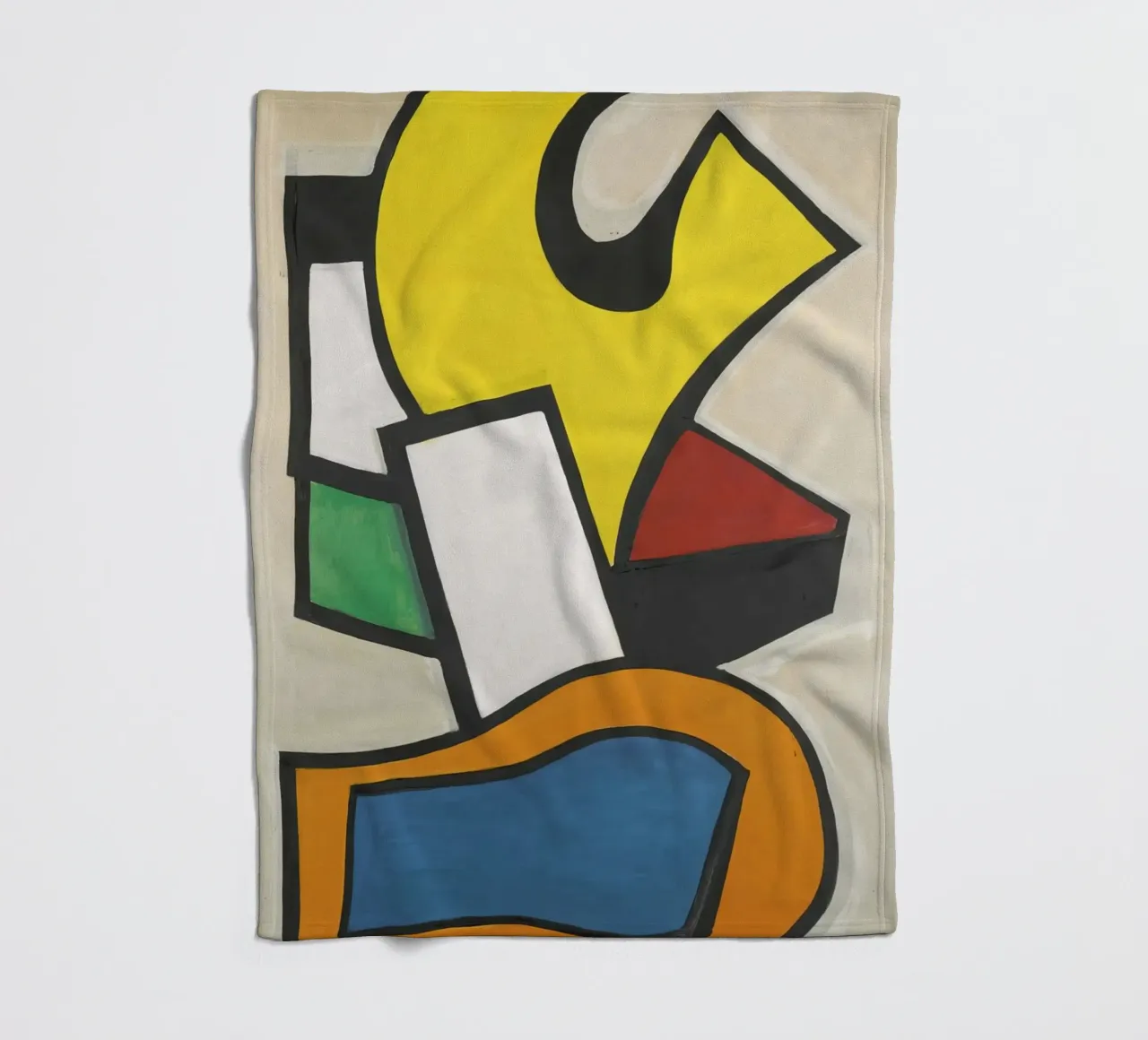 Murale sur fond jaune" de Léger - Abstraction cubiste audacieuse et modernité De plaid polaire de NorwesClub