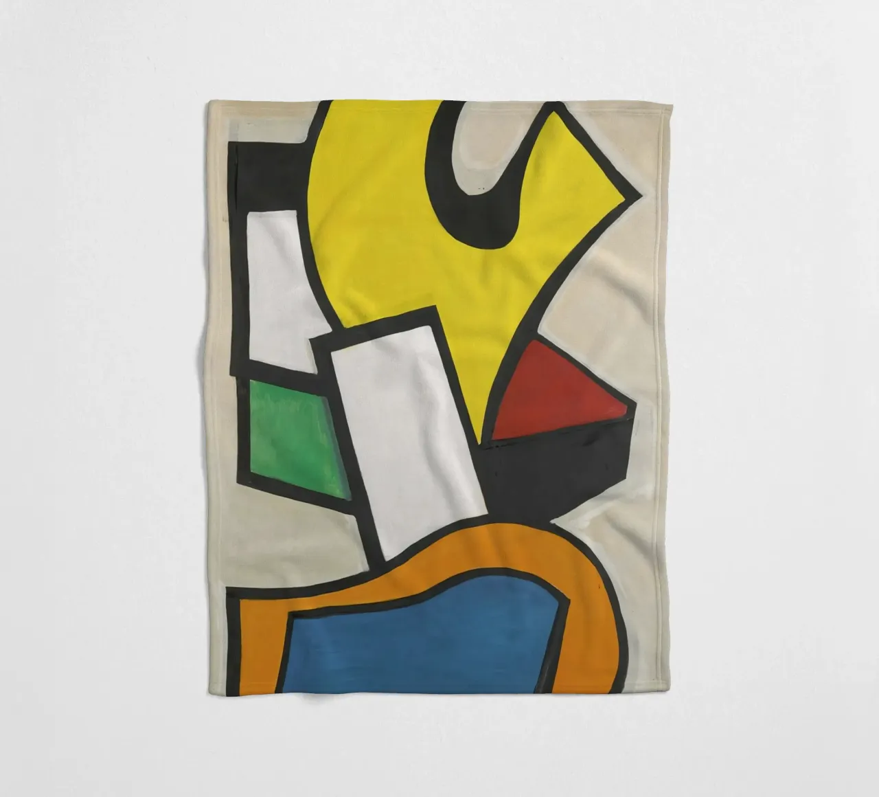 Murale sur fond jaune" de Léger - Abstraction cubiste audacieuse et modernité De plaid polaire de NorwesClub