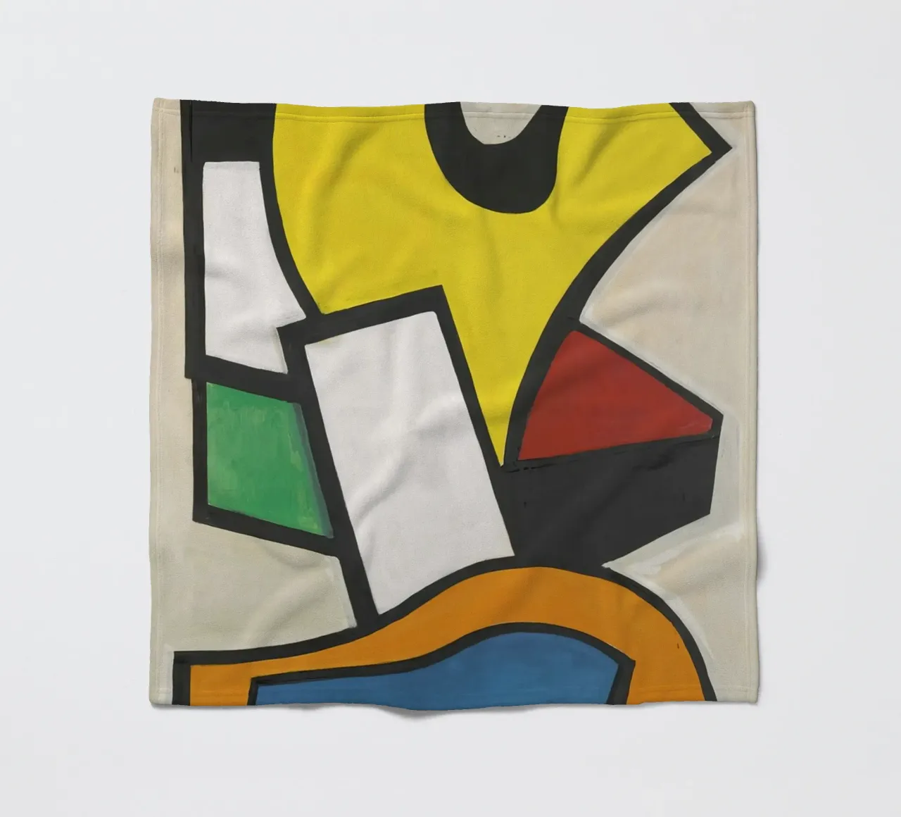Murale sur fond jaune" de Léger - Abstraction cubiste audacieuse et modernité De plaid polaire de NorwesClub