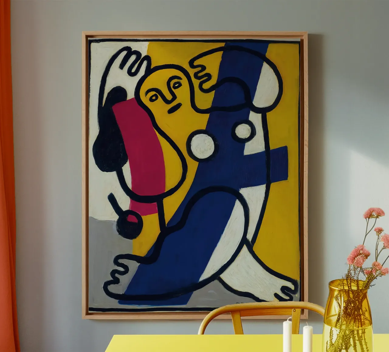 La "Danseuse en jaune et bleu" de Léger - Figurine cubiste et moderniste toile avec Caisse américaine de NorwesClub