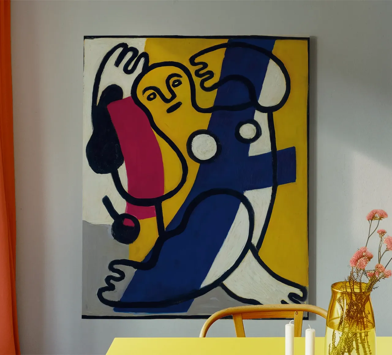 La "Danseuse en jaune et bleu" de Léger - Figurine cubiste et moderniste toile avec Caisse américaine de NorwesClub