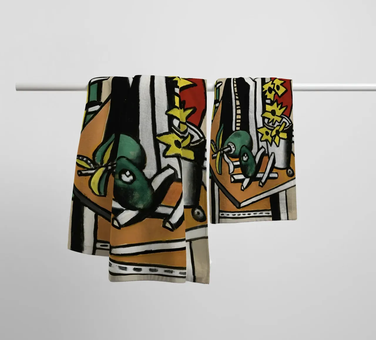 Léger's "Fruits & Yellow Flowers" - Cubist Still Life & Vibr towel by NorwesClub