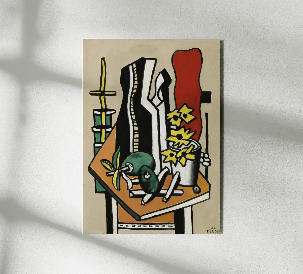 "Frutti e fiori gialli" di Léger - Natura morta cubista e vibrazioni alluminio dibond da NorwesClub
