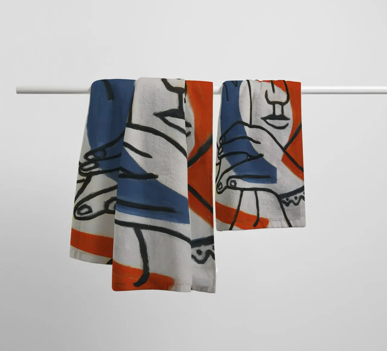 "Due mani e una figura" di Léger - Figura cubista e modernista asciugamano da bagno da NorwesClub