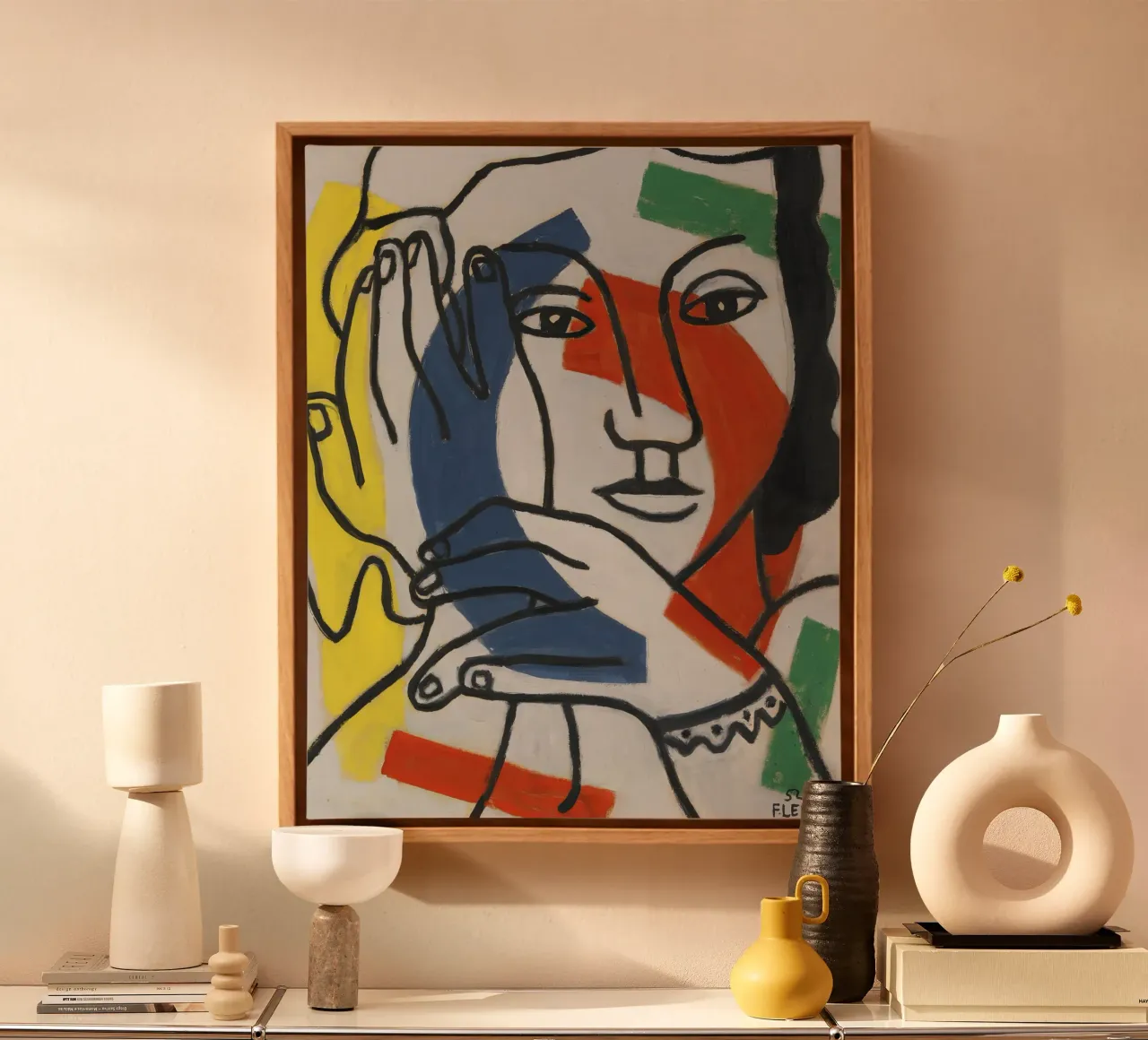 Léger's "Two Hands & One Figure" - Cubist & Modernist Figura canvas with Floater frame by NorwesClub