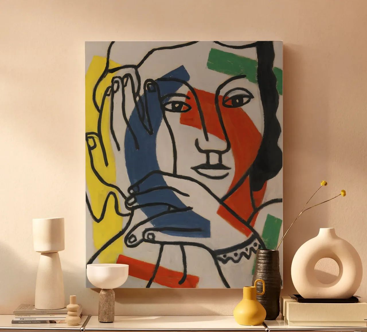 Léger's "Two Hands & One Figure" - Cubist & Modernist Figura canvas with Floater frame by NorwesClub