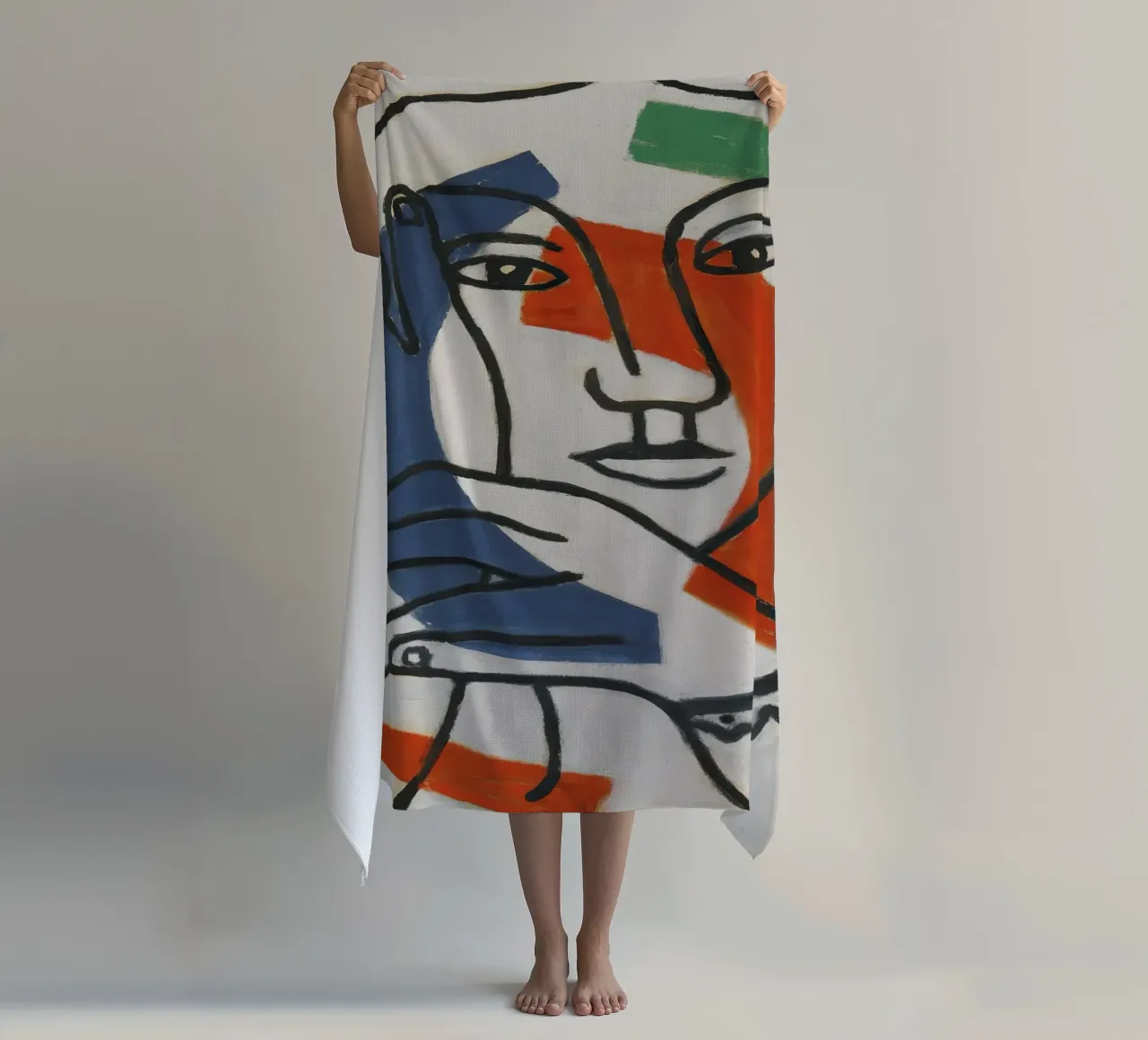 "Due mani e una figura" di Léger - Figura cubista e modernista telo mare da NorwesClub